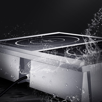 Cuisinière à induction commerciale 4 brûleurs, robuste, en acier inoxydable, à économie d'énergie avec protection contre la surchauffe, 3,5 kW
