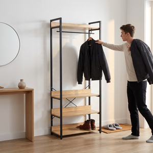 <span class=keywords><strong>Porte</strong></span>-<span class=keywords><strong>manteau</strong></span> industriel moderne et minimaliste à 4 niveaux <span class=keywords><strong>avec</strong></span> 5 <span class=keywords><strong>étagère</strong></span>s murales pour <span class=keywords><strong>rangement</strong></span> domestique, utilisation en salle <span class=keywords><strong>de</strong></span> sport, chambre et bureau - Product Image 3