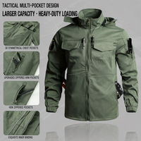 Ensemble tactique d'extérieur pour homme 2 pièces : veste et pantalon multi-poches, capuche amovible, respirant, en tissu polyester extensible résistant à l'abrasion