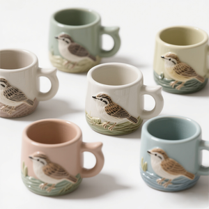 Tazza in Ceramica Aquatic Warbler 12OZ - Uccello Cantoio Dipinto a Mano, Manico con Motivo a Canna, Regalo per Specie Minacciate Novità - Product Image 2
