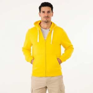 Sweat-shirt d'hiver surdimensionné en molleton à double capuche pour hommes, avec fermeture éclair, logo personnalisé, motif uni, vente en gros - Product Image 1