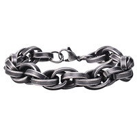 Bracelet chaîne à maillons en acier inoxydable vintage classique rétro fait main pour hommes et femmes