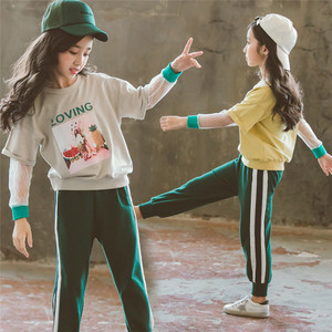 Vêtements en gros pour enfants, vêtements décontractés pour enfants, vêtements d'automne pour enfants, t-shirts à manches longues en dentelle, ensemble de 2 pièces, survêtement - Product Image 4