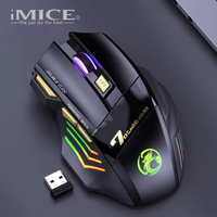 IMICE GW-X7 Double-clic gratuit 2.4G Btooth silencieux Rechargeable éblouissant lumière respiratoire souris de jeu sans fil 7 touches