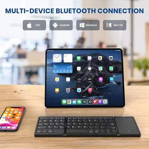 Compact Wireless Keyboard with <b>Mouse</b> Touch Foldable Folding <b>bluetooth</b> Keyboard Touchpad Wireless Keypad Foldable Keyboard - Product Image 2