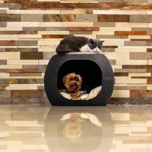 Lit pour animaux de compagnie, chien, chat, type rotin, couleur wengé, design de lit pour animaux de compagnie - Product Image 4