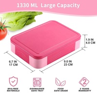 Boîte à lunch Bento pour adultes et enfants Boîte à sandwich en plastique Boîte à nourriture à emporter avec 6 compartiments et ustensiles