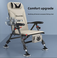 Chaise de pêche pliable multifonctionnelle en acier au carbone durable avec dossier et pieds réglables, légère et portable pour l'extérieur