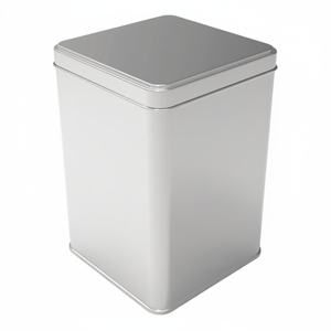 Square Tin <b>Can</b> 1 lt Tea <b>Coffee</b> and Hot Drinks Metal Container 87 x 87 mm x H125 mm 1 lt - Product Image 2