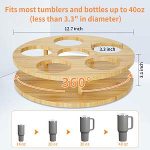 Organisateur de tasse Stanley organisateur de bouteille d'eau pour Stanley pour armoire organisateur de gobelets en bambou Compatible avec le support de tasses de 40 oz - Product Image 2