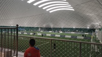 Estructura de membrana de arquitectura inflada por aire profesional, cúpula de campo de fútbol, diseño estructural inflable