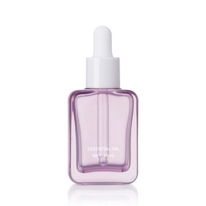 30Ml Heldere Paarse Kleur Platte Vierkante Vorm Glazen Druppelflessen Essence Vloeibare Portioning Containers Met Witte Rubberen Stop - Product Image 6