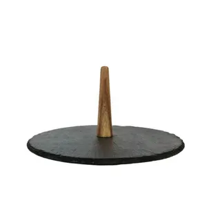 Top sellers 1 tier Natural Slate Cake Stand Round Shape &Serving Platter for Coffee Room