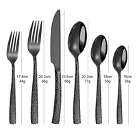 Ensemble de Couverts Noir en Acier Inoxydable 5 Pièces pour Hôtel, Restaurant, Événements et Mariages, Collection Royale Martelé