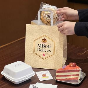 Sacs d'emballage alimentaire biodégradables en papier kraft jetables personnalisés et écologiques pour le pain, les gâteaux et les aliments - Product Image 6
