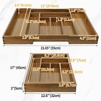 Organisateur de tiroir en bois d'acacia écologique Minjoo Home Premium - Extensible 7-9 compartiments, finition sans danger pour les aliments LFGB/FSC