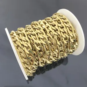 7mm NK3:1 DIY Real Banhado A Ouro de Aço Inoxidável Cadeia Cubano Colar Hiphop Personalizar Cadeia Mens