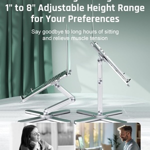 Yubwvo máy tính xách tay di động đứng kim loại bàn có thể điều chỉnh chiều cao (2.1 inch-8 inch) có thể gập lại/nhiệt-Vent 360 xoay máy tính xách tay đứng - Product Image 3