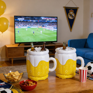 Jarra de Cerveza Inflable, Enfriador de Bebidas Portátil de PVC Amarillo, Accesorio para Fiestas en la Piscina - Product Image 3