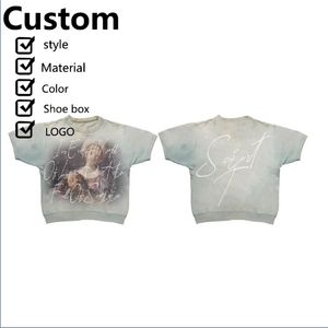 T-shirts Homme Coupe Boxy Personnalisée Effet Délavé au Soleil en Tissu Lourd - Product Image 2