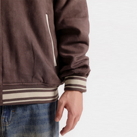 Jaket Varsity Kanvas Musim Dingin Vintage Berkualitas Tinggi Grosir dengan Logo Depan, Jaket Pria Premium Custom