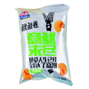 Qinqin OEM kalamar kraker 40g japon Wasabi lezzet şişirilmiş deniz ürünleri aperatif toptan OEM ODM üreticisi