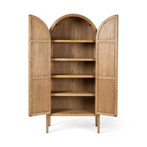 Estantería de Madera Arqueada de Estilo Americano de Lujo para Sala de Estar, Librería de Esquina Vintage - Product Image 5
