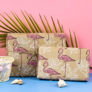 Custom Flamingo Floral Pattern Recyclable Art <b>Paper</b> Kraft Gift <b>Wrapping</b> <b>Paper</b> Roll 100GSM Coated Eco-Friendly Double Sided - Product Image 3
