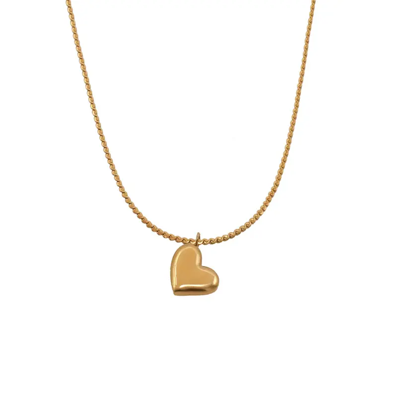 フランスの人気デザインチタンスチールロックボーンチェーンネックレスColorfast Love Heart Necklace for Girl