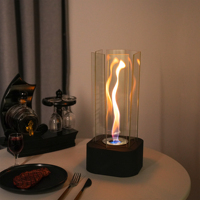 Cheminée à éthanol sans fumée portable moderne en métal à insérer sur table avec six flammes tournoyantes en verre, livraison gratuite