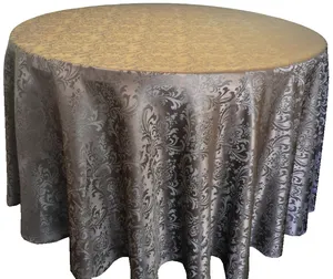 132 inch round cheap jacquard damask linen table cloth for wedding
