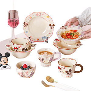 Services de table en céramique 3D Mickey et <span class=keywords><strong>Minnie</strong></span>, en relief, avec tasses à café, assiettes et bols en porcelaine à motifs de dessins animés - Product Image 5