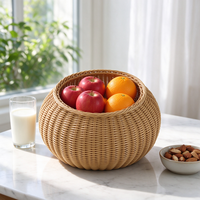 Panier rond en plastique tressé durable, design en forme de vase, parfait comme panier à fleurs, porte-fruits et organisateur de petits objets