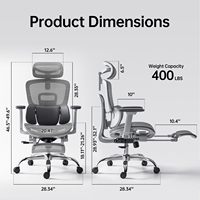 Fauteuil de Bureau Ergonomique Moderne et Personnalisable en Maille, Inclinable pour la Sieste, Pivotant, avec Appui-tête Réglable, Idéal pour Usage Professionnel