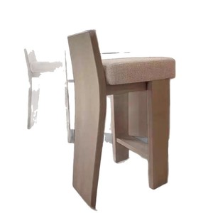 Solid Wood Bar <b>Stool</b> With Upholstered <b>Seat</b> And Backrest For Kitchen Island Or Bar Area - Product Image 5