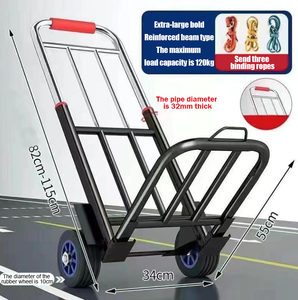 स्टेनलेस स्टील तह पोर्टेबल ट्रॉली खरीदारी किराने की दुकान ट्रॉली हल्के पोर्टेबल सामान सीढ़ी परिवहन गाड़ी - Product Image 2