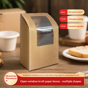 <span class=keywords><strong>Caja</strong></span> de papel para pollo frito y patatas fritas, embalaje para sándwiches, <span class=keywords><strong>caja</strong></span> para aperitivos horneados con ventana, <span class=keywords><strong>caja</strong></span> rectangular de papel kraft de grado alimenticio con base de gancho - Product Image 2