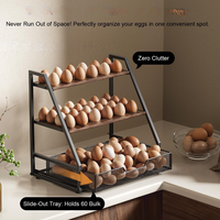 Support de rangement pour œufs en bois à 3 niveaux style ferme, panier en fil métallique pour comptoir, présentoir organisateur d'œufs frais, vente en gros
