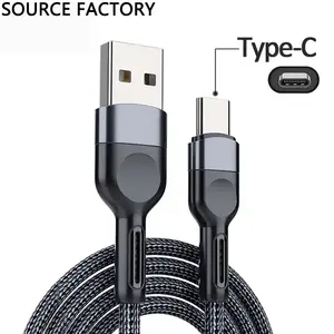 Super Fast Charge 3A Heavy Metal Pure Color Nylon Geflochtenes rutsch festes Daten-USB-Kabel für iPhone für Android