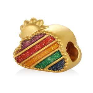 Pulsera de cuentas con forma de nube de arcoíris de oro macizo de 24K, accesorios de joyería artesanal de esmalte brillante de alta calidad - Product Image 2