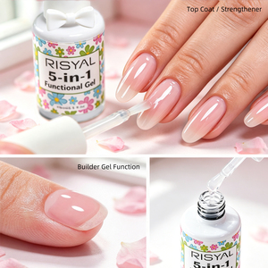 Gel Constructeur Multifonctionnel 5-en-1 Transparent : Base, Top Coat, Renforcement, Soak Off, Gel UV <span class=keywords><strong>Semi</strong></span>-<span class=keywords><strong>Permanent</strong></span> pour Ongles - Product Image 5