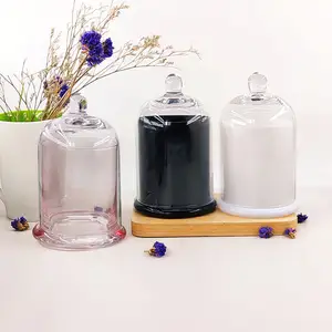 7 oz 10 oz 12 oz empty clear glass bell cloche dome candle jar with lid  factory and manufacturers