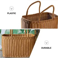 Panier à provisions pour maison panier tissé décoratif panier à fleurs imitant le sac de pique-nique en rotin