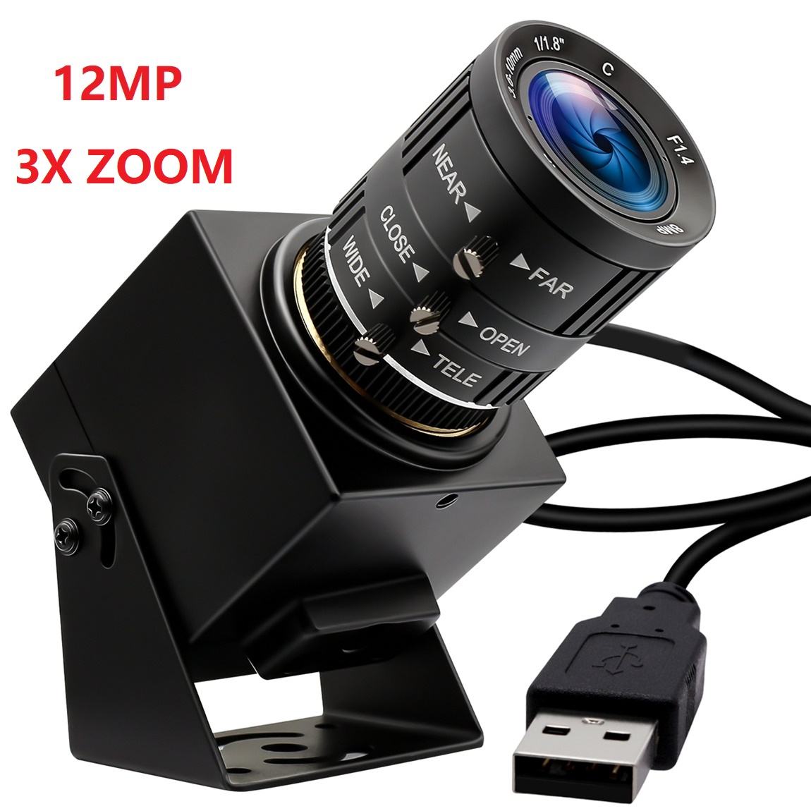 กล้องสีดำ 12MP พร้อมเลนส์ CS 3.6-10 มม