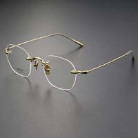 Venta Directa de Fábrica, Gafas de Titanio Puro para Hombre y Mujer, Montura Ovalada Duradera con Patrón Geométrico, H2322, Montura de Lujo Moderna