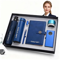 Ensemble cadeau de bureau en acier inoxydable avec logo personnalisé, carnet A5 blanc, stylo, porte-badge, porte-clés, cordon, sérigraphie