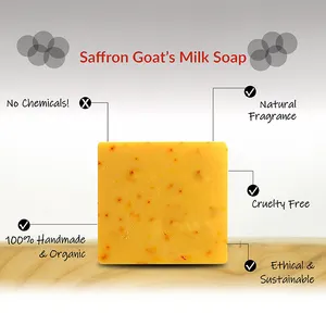 2024 sabonete orgânico para banho facial de marca própria vegan Oem, saffron e ribana, sabonete de leite de cabra, mais vendido no atacado