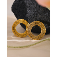 Boucles d'oreilles clous grandes et rondes en acier inoxydable plaqué or Gaovo, maille ajourée, bijoux fantaisie géométriques tendance pour femme, usage quotidien
