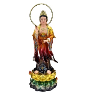 Estatua de Buda Gautama, artesanías de resina Natural, figuritas religiosas, Base de loto doble, mármol blanco, tres santos occidentales - Product Image 4