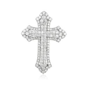 CUSTOM SILVER 10K/14K/18K GOLD PLATED LAB GROWN CVD DIAMOND CLASSIC ENGAGEMENT <b>GIFT</b> SWEATER CHAIN NECKLACE CROSS PENDANT VS - Product Image 1